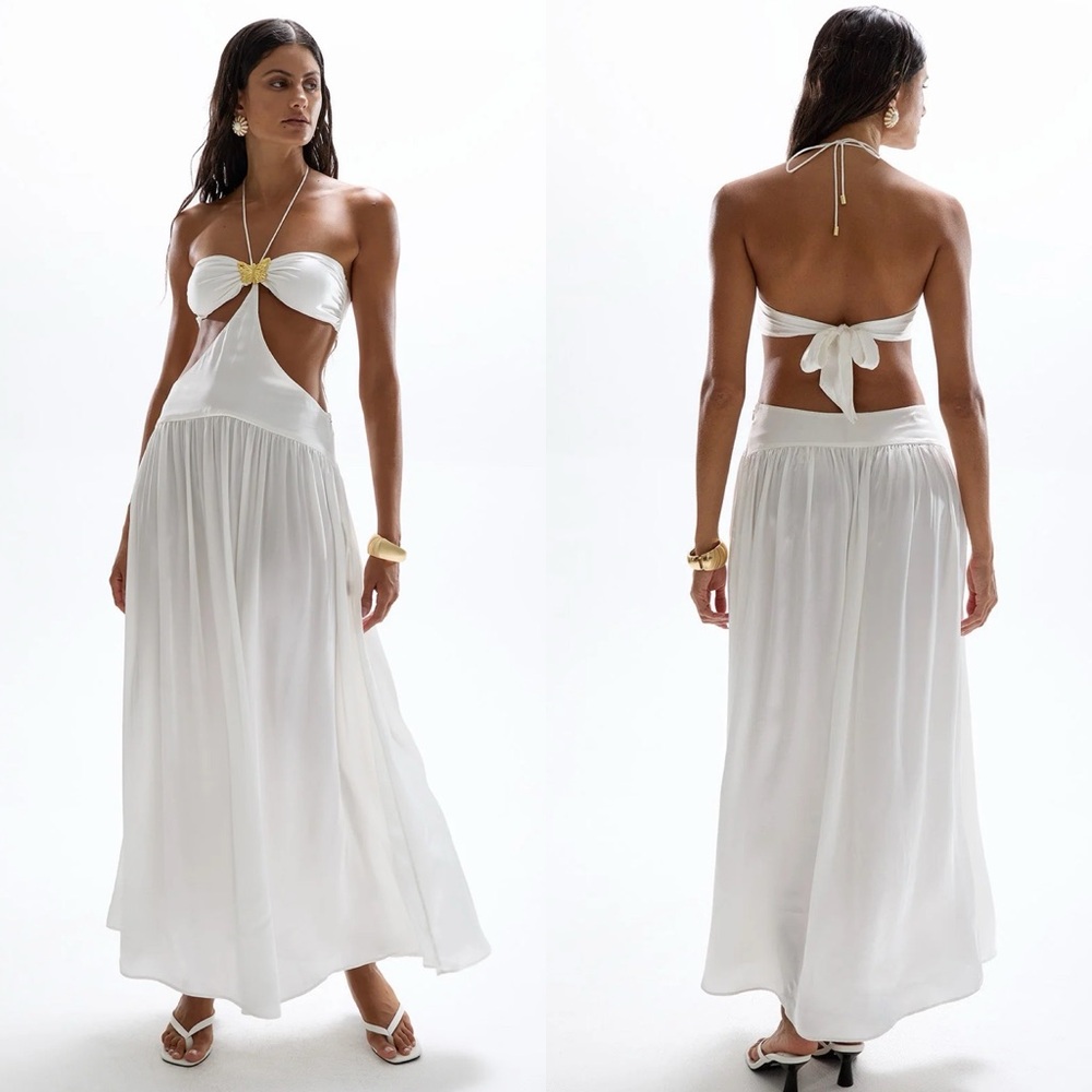 Cin Cin Mila Butterfly Cutout Maxi Dress In Pearl Ivory